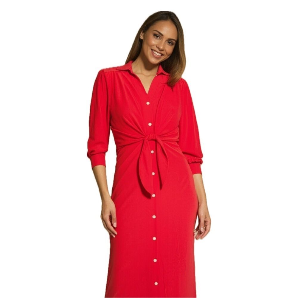 Joie De Vivre Bright Red Wrap Midi Dress Size Small